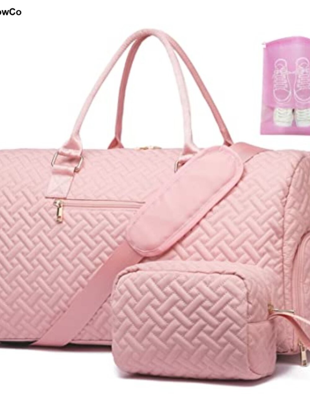 50L Travel Duffel Bag Weekender with Shoe Compartment Toiletry Bag